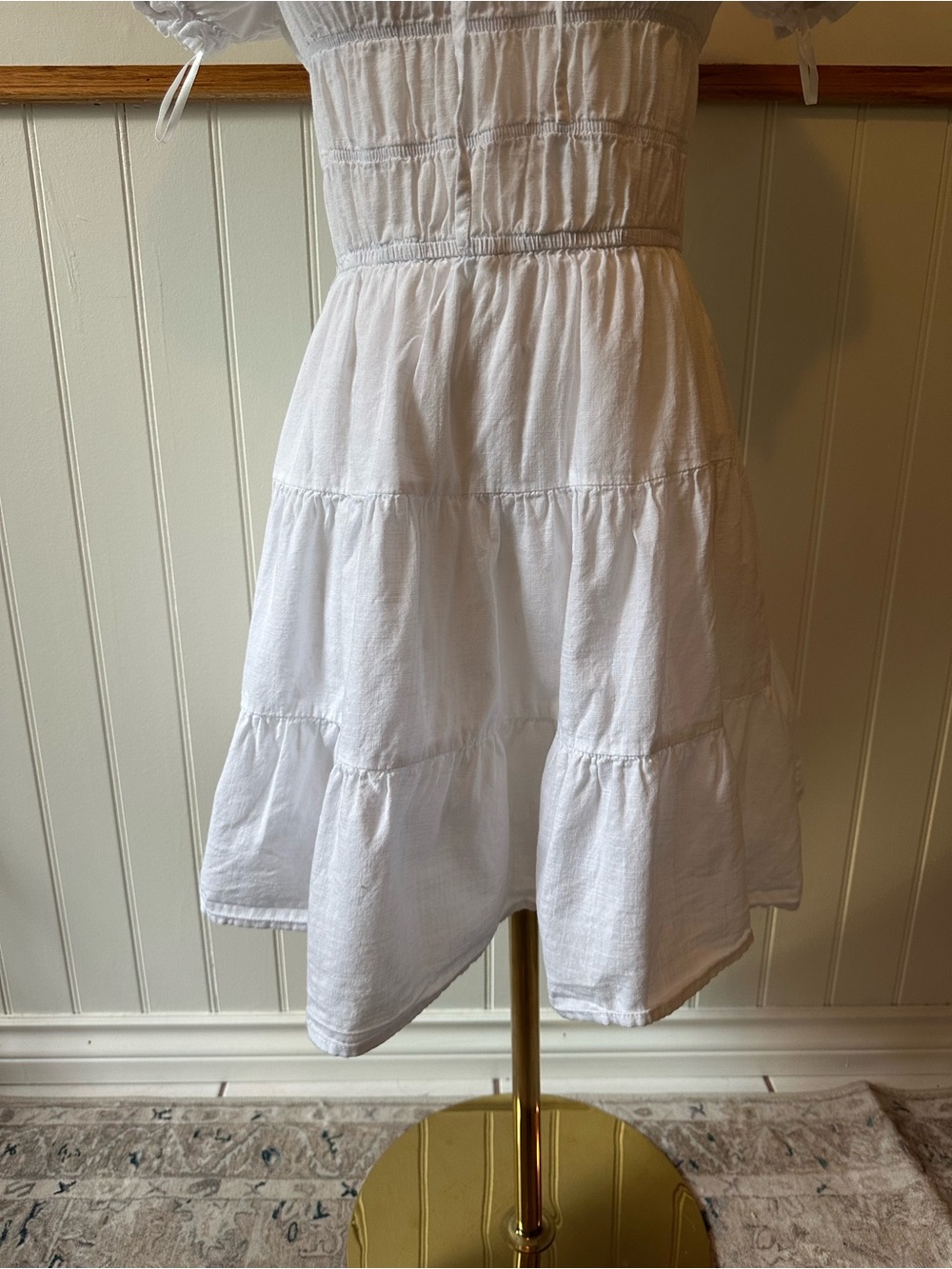 White Cottagecore Puff Sleeve Dress – Small - Picture 4 of 6